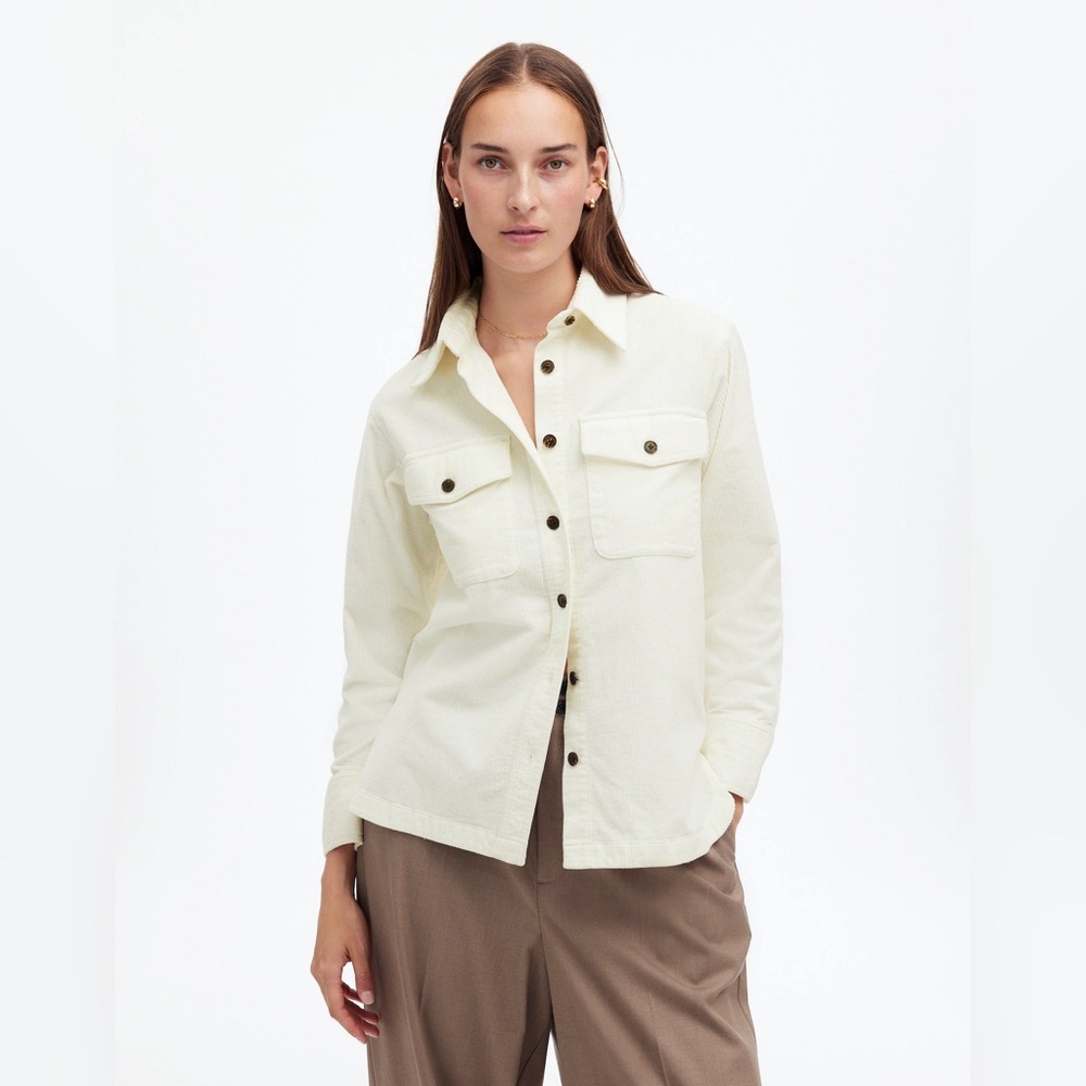 Madewell Corduroy Relaxed Shirt-Jacket in Winter White